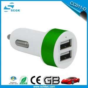 Carregador de carro USB duplo portátil para telefone