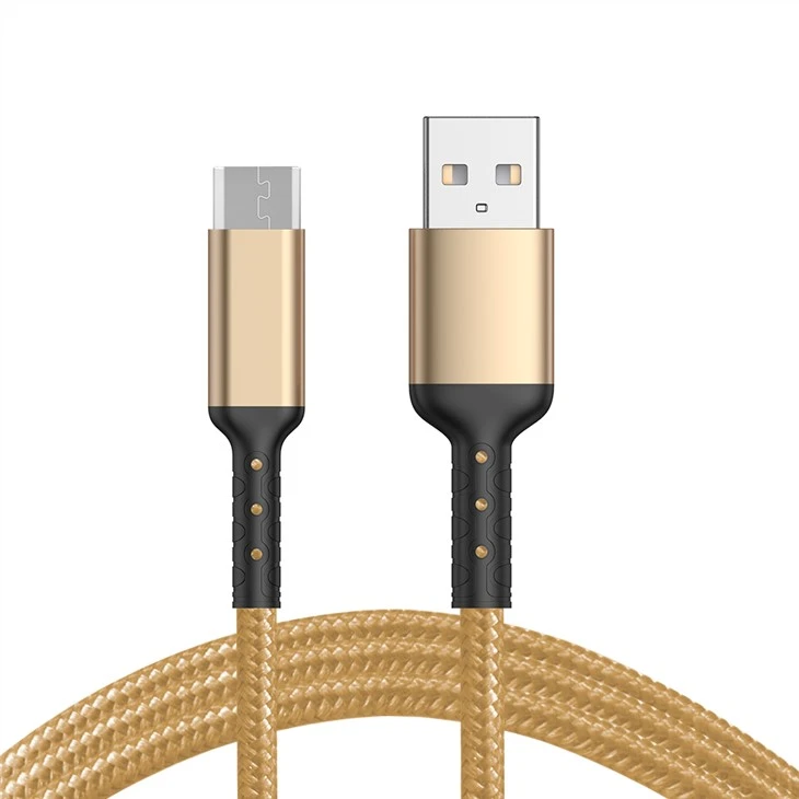 Cabo de extensão preto tipo c Cabo USB de carregamento rápido trançado de nylon